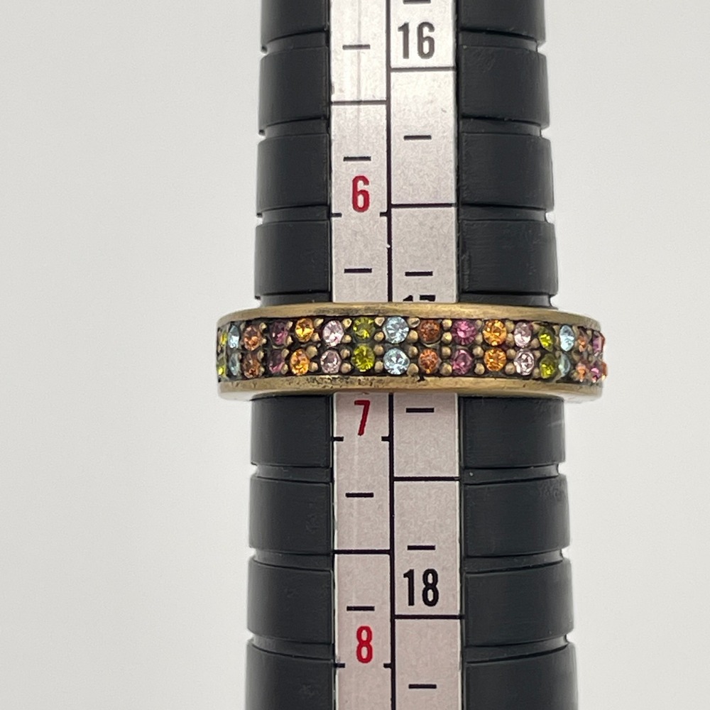 Heidi Daus Bronzetone Metal Women Size 7 Multi-Color Crystal Stackable Ring Set - Picture 3 of 9